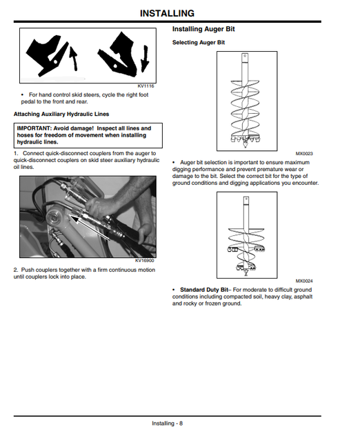 John Deere PA30 NCA25 Auger Operating Manual OMKV16795 PDF