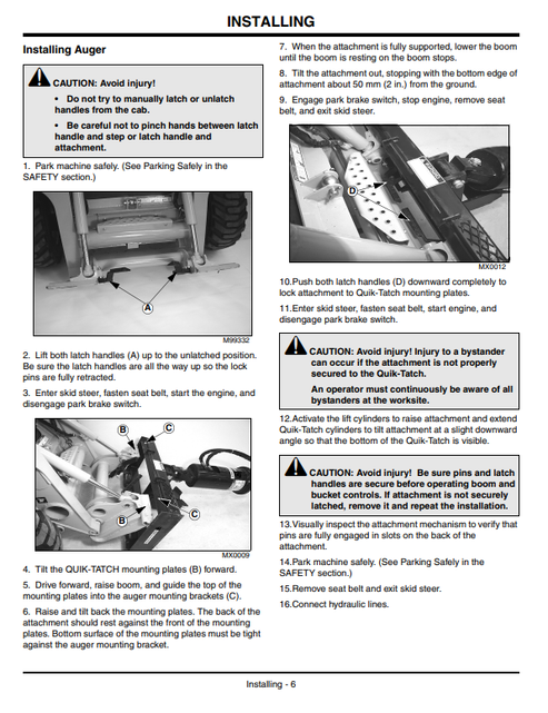 John Deere PA30 Planetary & NCA25 Chain Drive Auger Manual