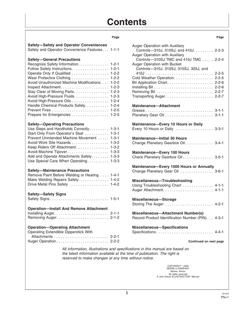 John Deere PA40 Planetary Auger Manual OMT261938
