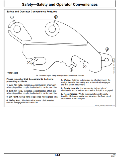 John Deere PIN Grabber Coupler Manual OMT466881X019 PDF