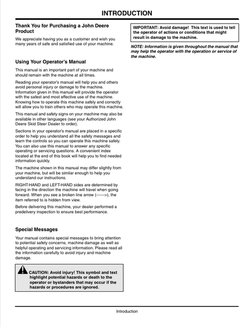 John Deere PRO850 PRO900 PRO911 Backhoe Operation Manual OMKV18678