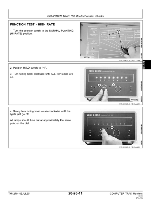 John Deere Planter Monitoring System PDF Technical Service Manual TM1270
