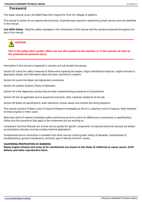 John Deere PowerTech 6068 ECU Component Service Manual