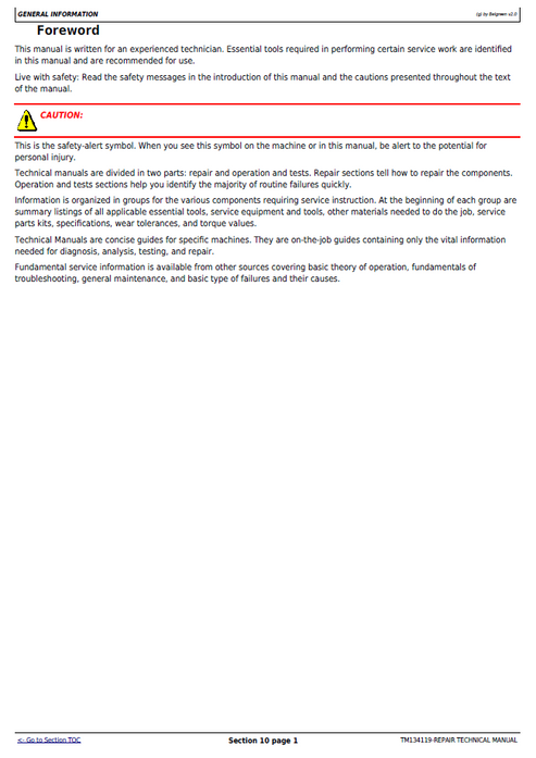 John Deere R160 R200 R240 R280 R310 Mower Service Repair Manual