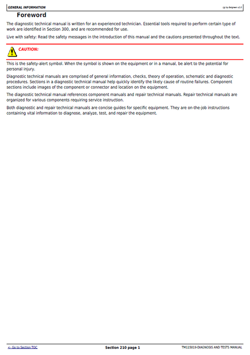 John Deere R4030-R4045 Sprayer Diagnostic & Test Service Manual PDF
