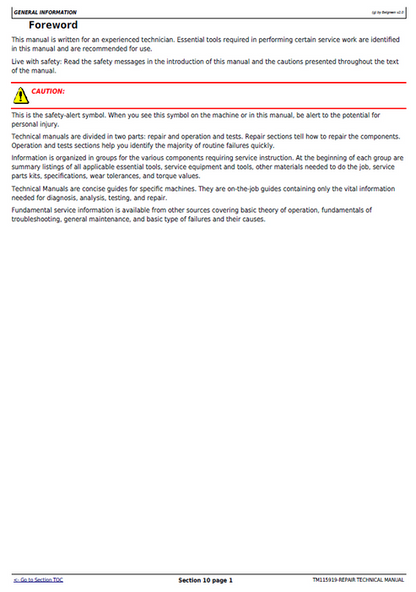 John Deere R4030 R4038 Agricultural Sprayer Technical Manual PDF