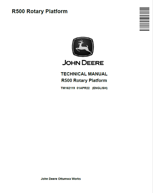 John Deere R500 Rotary Platform Technical Manual TM162119 PDF