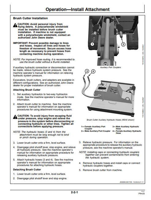 John Deere RE40 And RE50 Brush Cutter Technical Operator Manual