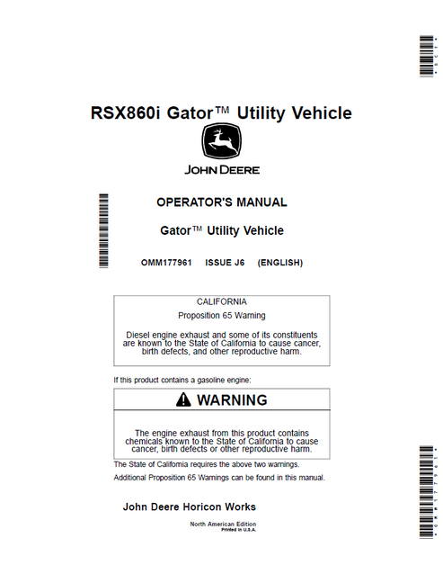 John Deere RSX860i Gator Utility Vehicle Operator Manual