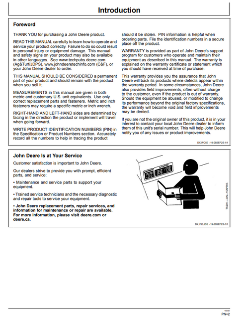 John Deere RT52 RT66 Rotary Tiller Operation & Maintenance Manual