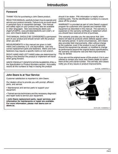 John Deere RT52 RT66 Rotary Tiller Operation & Maintenance Manual