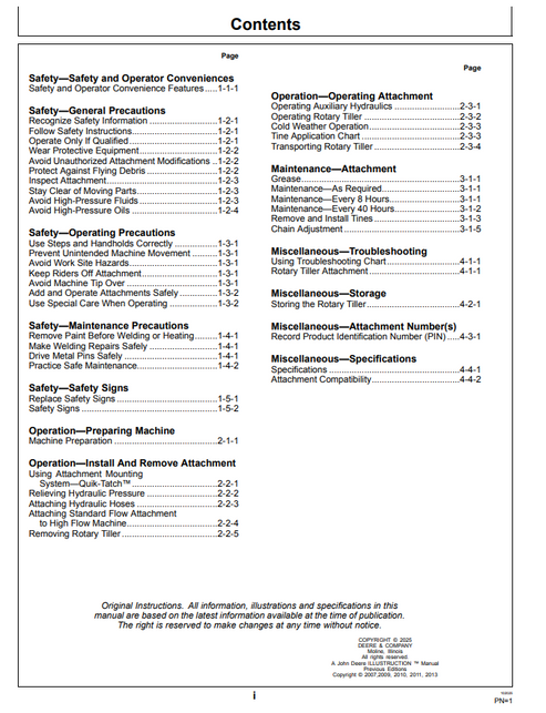 John Deere RT52 & RT66 Rotary Tiller Operator Guide