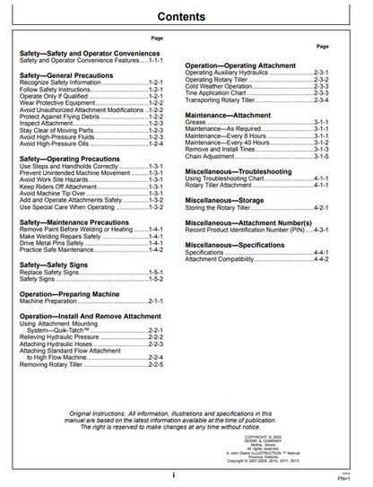 John Deere RT52 & RT66 Rotary Tiller Operator Guide