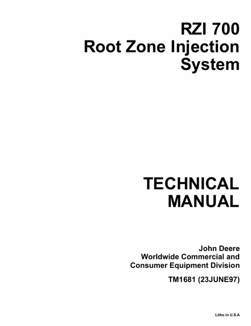 John Deere RZI700 Root Zone Injection System Technical Manual PDF