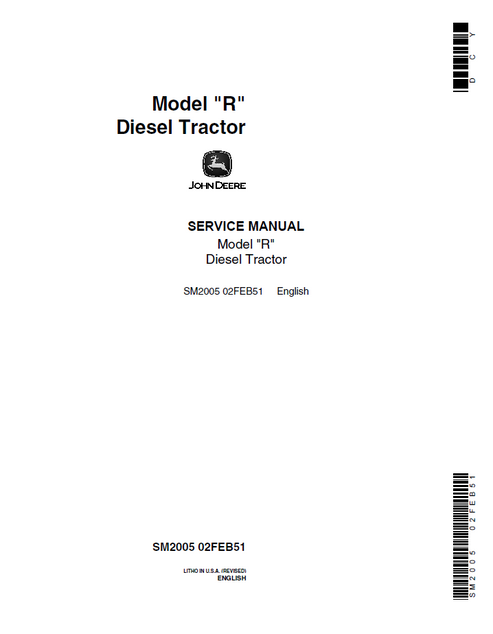John Deere R Diesel Tractor Service Repair Manual SM2005 PDF