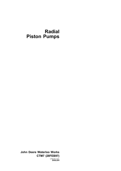 John Deere Radial Piston Pump Operation & Test Manual CTM7