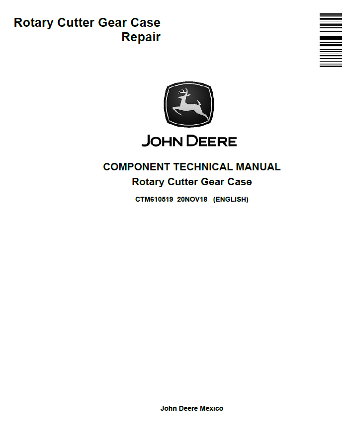 John Deere Rotary Cutter Gear Case Component Technical Manual CTM610519 PDF