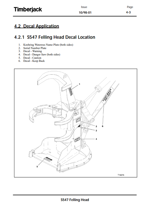 John Deere S547 STT Disc Saw Felling Head Operation & Maintenance Manual