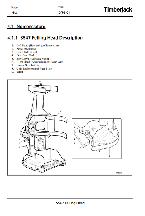 John Deere S547 STT Disc Saw Felling Head Operator Guide OMF289031
