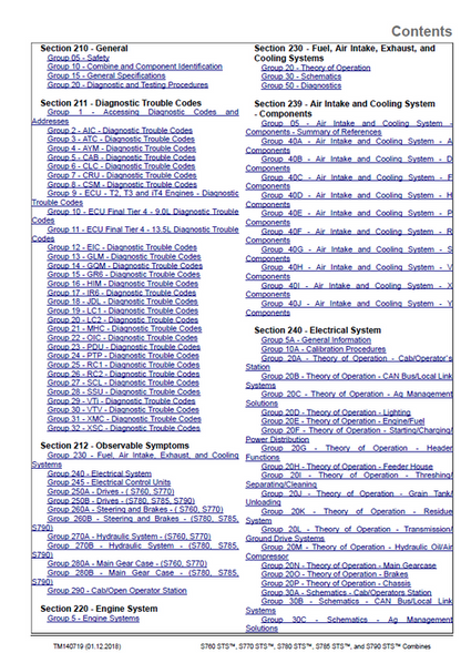 John Deere S760 STS™, S770 STS™, S780 STS™, S785 STS™ And S790 STS™ Combine Diagnostic Technical Manual TM140719