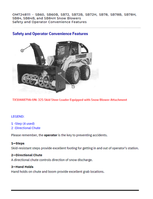 John Deere SB Series Snow Blower Operation & Maintenance Manual