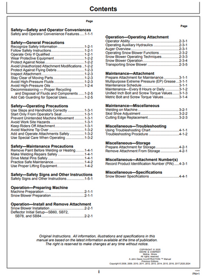 John Deere SB Series Snow Blower Operator Manual PDF