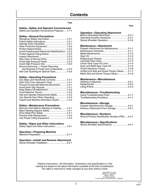 John Deere SS30 Stump Shredder Operator Manual PDF