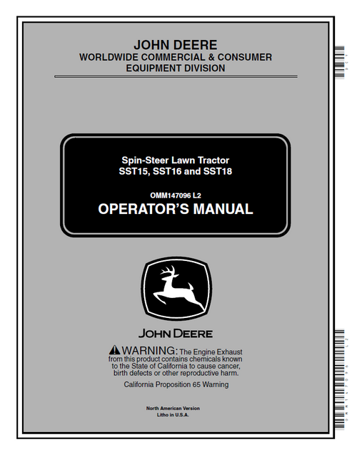John Deere SST15 SST16 SST18 Spin-Steer Operator Manual OMM147096