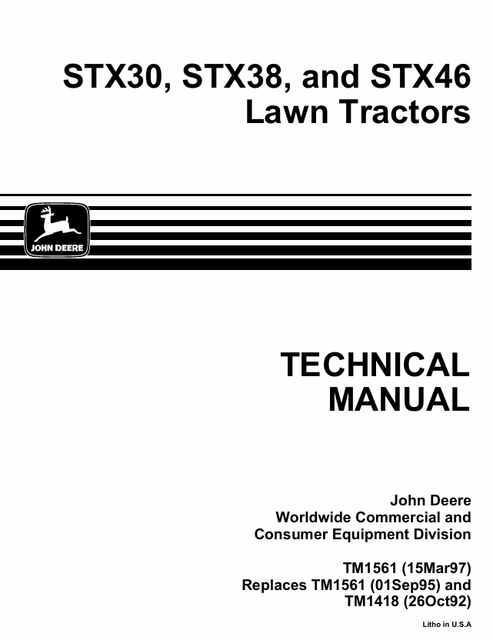 John Deere STX30 STX38 STX46 Lawn Tractor Technical Manual