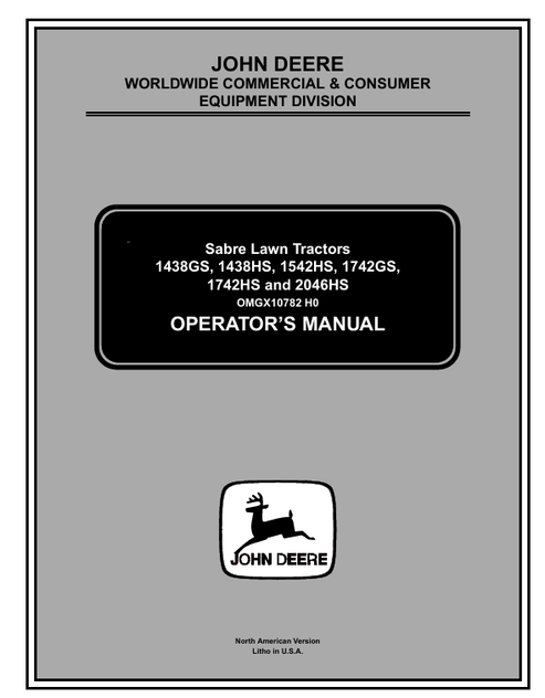 John Deere Sabre 1438GS-2046HS Lawn Tractor Operator Manual