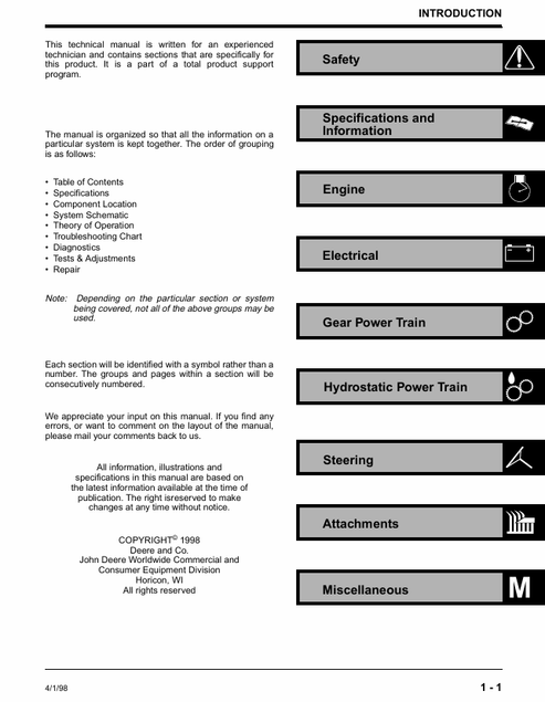 John Deere Sabre 1438 & 1646 Lawn Tractor Technical Manual