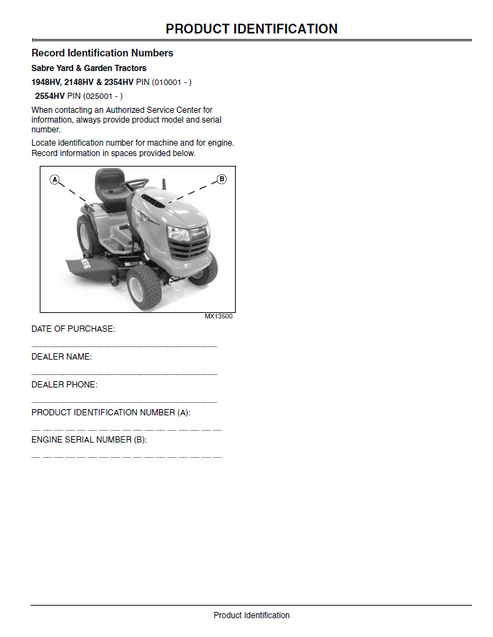 John Deere Sabre 1948HV-2554HV Tractor Operation Manual OMM139973