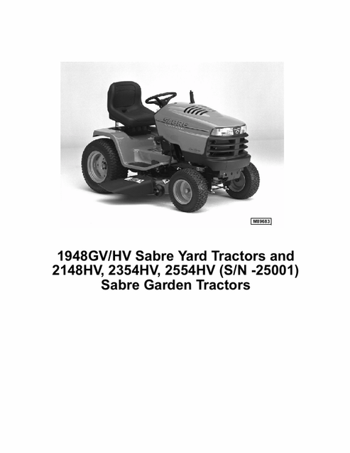 John Deere Sabre Yard & Garden Tractor Technical Service Manual