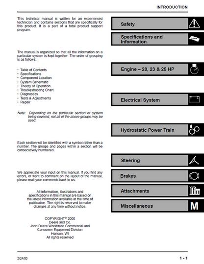 John Deere Scotts S2048 S2348 S2554 Technical Service Manual