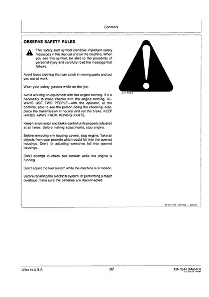  John Deere Self-Propelled Forage Harvester Technical Manual TM1244