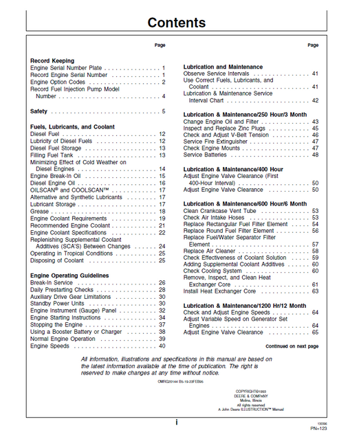 John Deere Series 300 4039-6068 Marine Engine Manual PDF