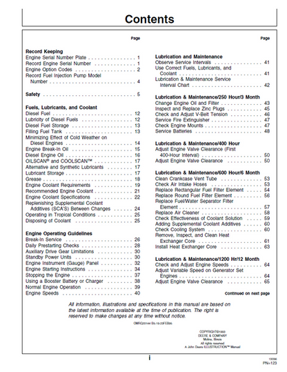 John Deere Series 300 4039-6068 Marine Engine Manual PDF