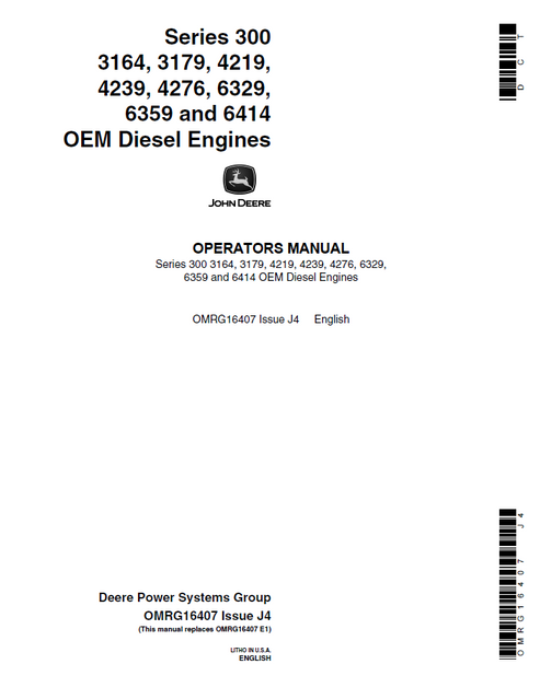 John Deere Series 300 Diesel Engine Operator Manual OMRG16407