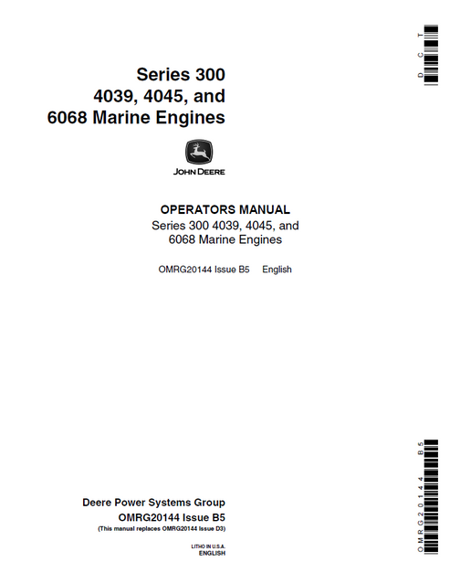 John Deere Series 300 Marine Engine Operator Manual OMRG20144
