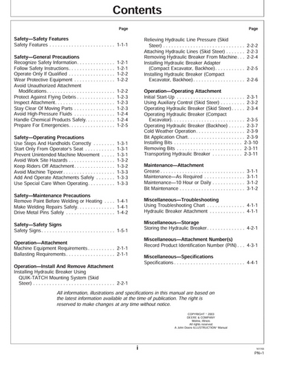 John Deere Series II Hydraulic Breaker Operator Manual PDF