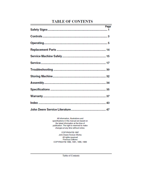 John Deere TRS 21 Snowblower Operator Guide OMM133615 PDF