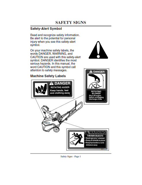 John Deere TRS 21 Snowthrower Operating Manual & Guide OMM133615