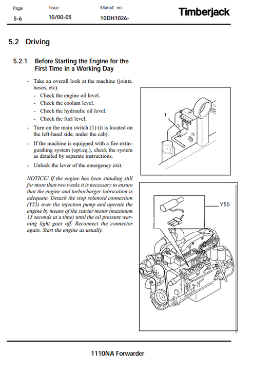 John Deere Timberjack 1110NA Operator Instruction Manual PDF