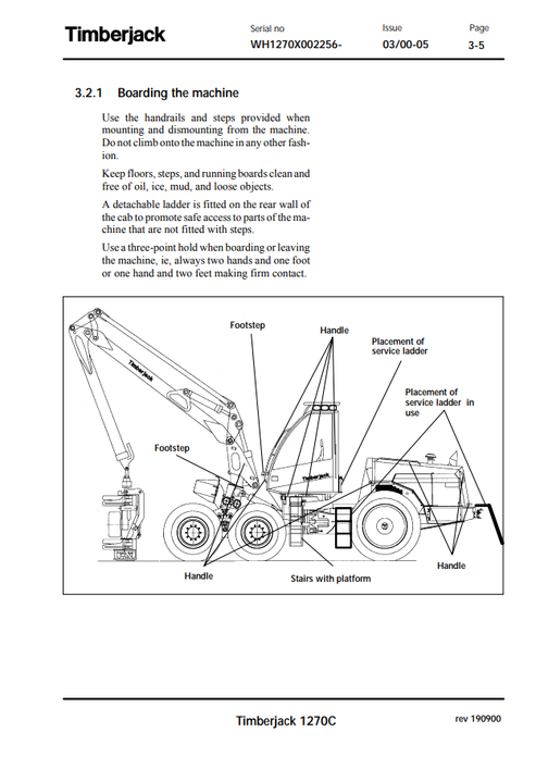 John Deere Timberjack 1270C Forestry Harvester Operating Guide