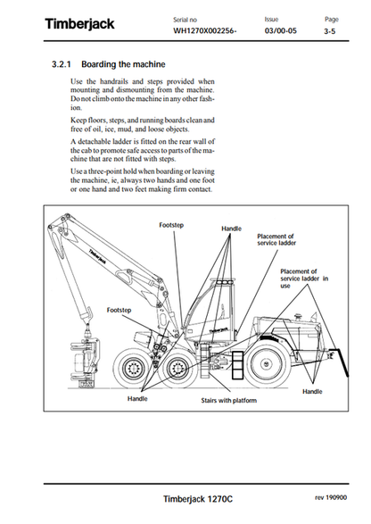 John Deere Timberjack 1270C Forestry Harvester Operating Guide
