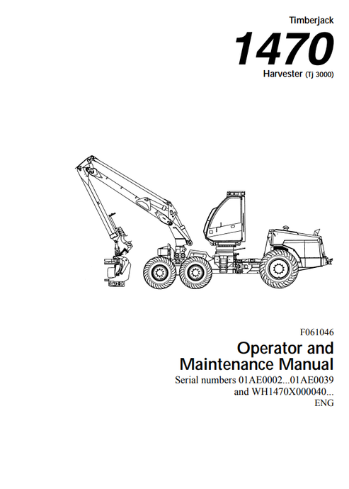 John Deere Timberjack 1470 Harvester TJ 3000 Manual F061046