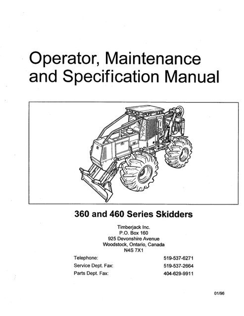 John Deere Timberjack 360 460 Skidder Operator Manual PDF