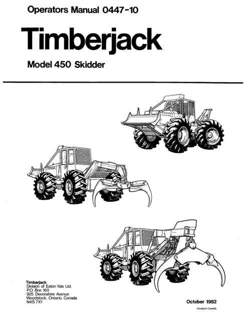 John Deere Timberjack 450 Forestry Skidder Operator Manual PDF