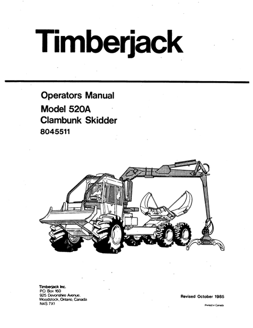 John Deere Timberjack 520A Clambunk Skidder Manual PDF