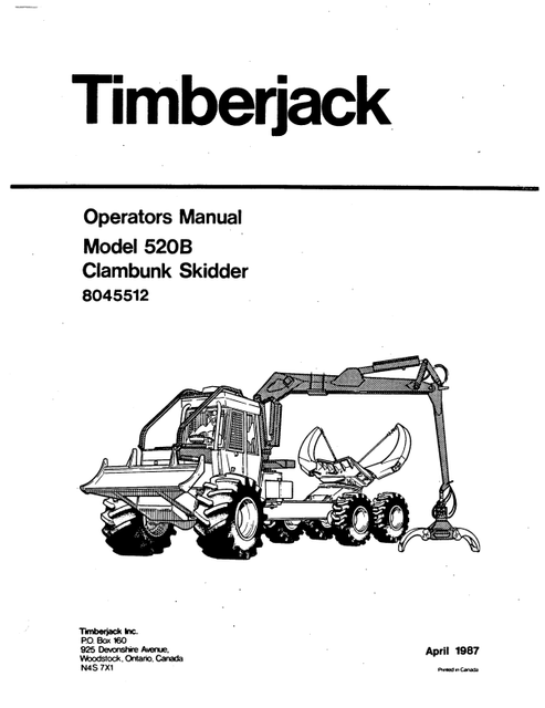John Deere Timberjack 520B Clambunk Skidder Manual PDF